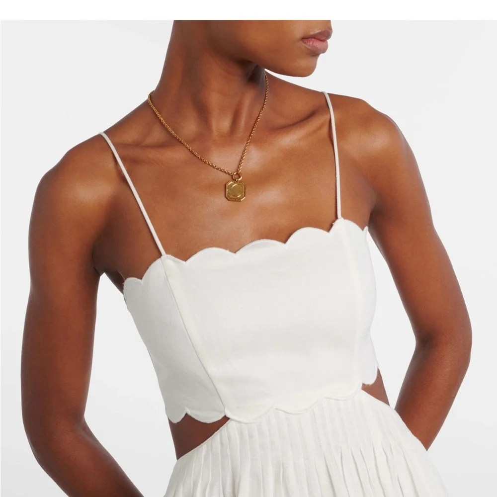 Zimmermann Rhiannon Scalloped Linen Midi Dress - Picture 9 of 15